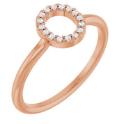 14K Rose .06 CTW Natural Diamond Initial O Ring