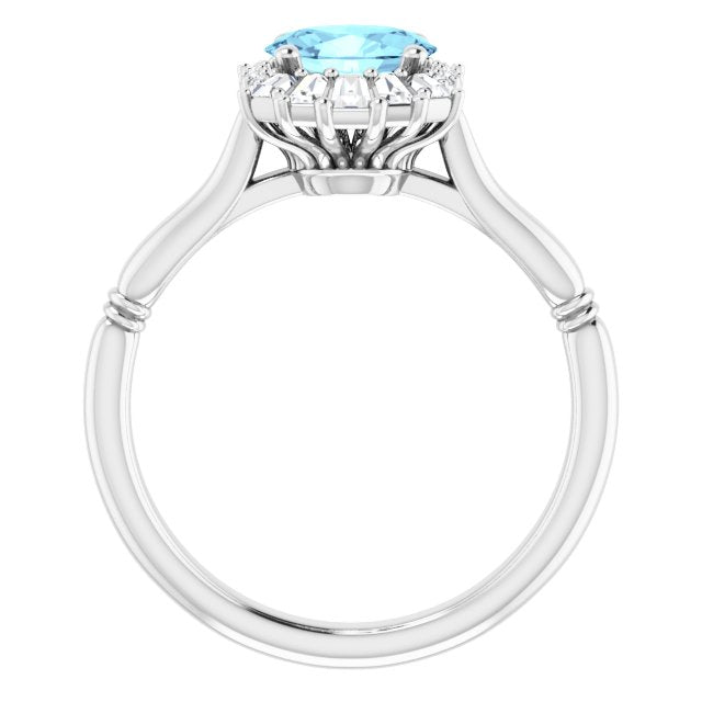 14K White Natural Aquamarine & 1/4 CTW Natural Diamond Ring
