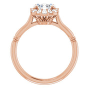 14K Rose Natural White Sapphire & 1/4 CTW Natural Diamond Ring