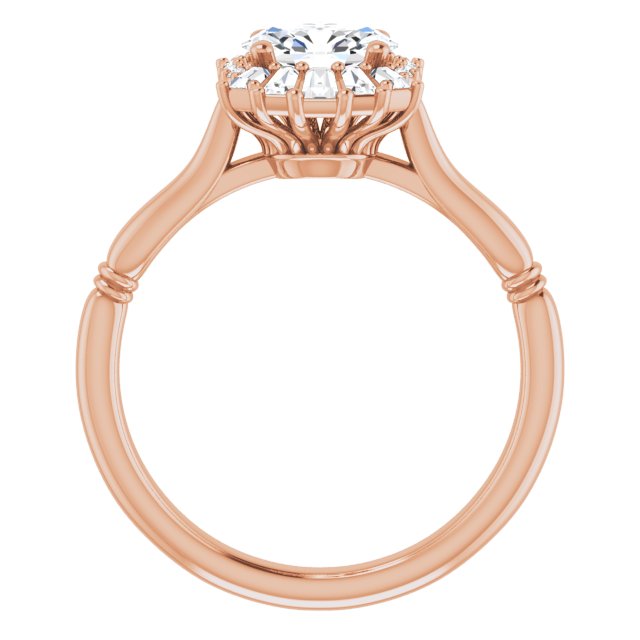 14K Rose Natural White Sapphire & 1/4 CTW Natural Diamond Ring