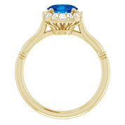 14K Yellow Natural Blue Sapphire & 1/4 CTW Natural Diamond Ring