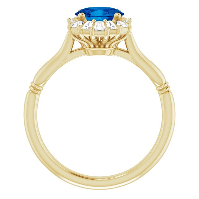 14K Yellow Natural Blue Sapphire & 1/4 CTW Natural Diamond Ring