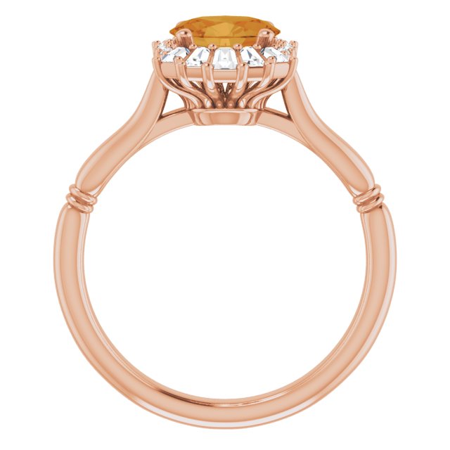 14K Rose Natural Citrine & 1/4 CTW Natural Diamond Ring