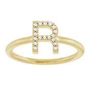 14K Yellow .06 CTW Natural Diamond Initial R Ring