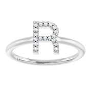 Platinum .06 CTW Natural Diamond Initial R Ring