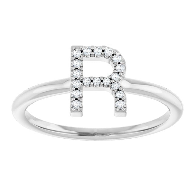 Platinum .06 CTW Natural Diamond Initial R Ring