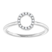 Platinum .06 CTW Natural Diamond Initial O Ring