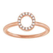 14K Rose .06 CTW Natural Diamond Initial O Ring