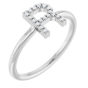 14K White .06 CTW Natural Diamond Initial R Ring