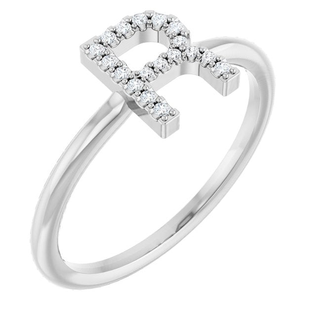 Platinum .06 CTW Natural Diamond Initial R Ring