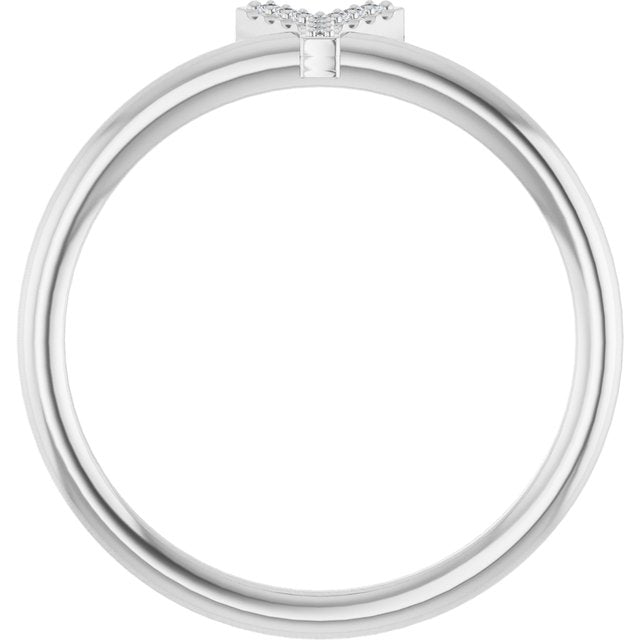 Platinum .03 CTW Natural Diamond Initial Y Ring