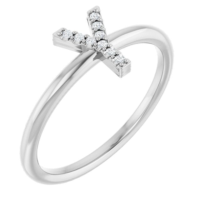 Platinum .03 CTW Natural Diamond Initial Y Ring