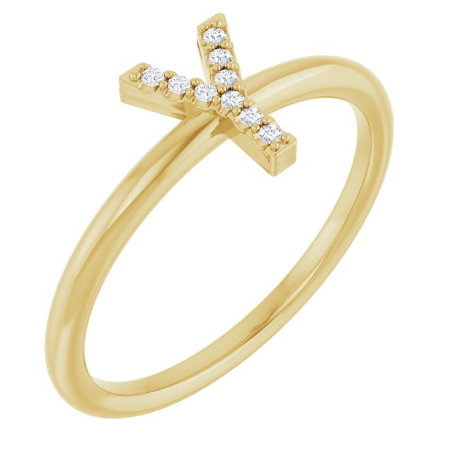 14K Yellow .03 CTW Natural Diamond Initial Y Ring