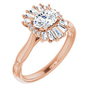 14K Rose Natural White Sapphire & 1/4 CTW Natural Diamond Ring