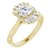 14K Yellow Natural White Sapphire & 1/4 CTW Natural Diamond Ring