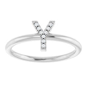 Platinum .03 CTW Natural Diamond Initial Y Ring