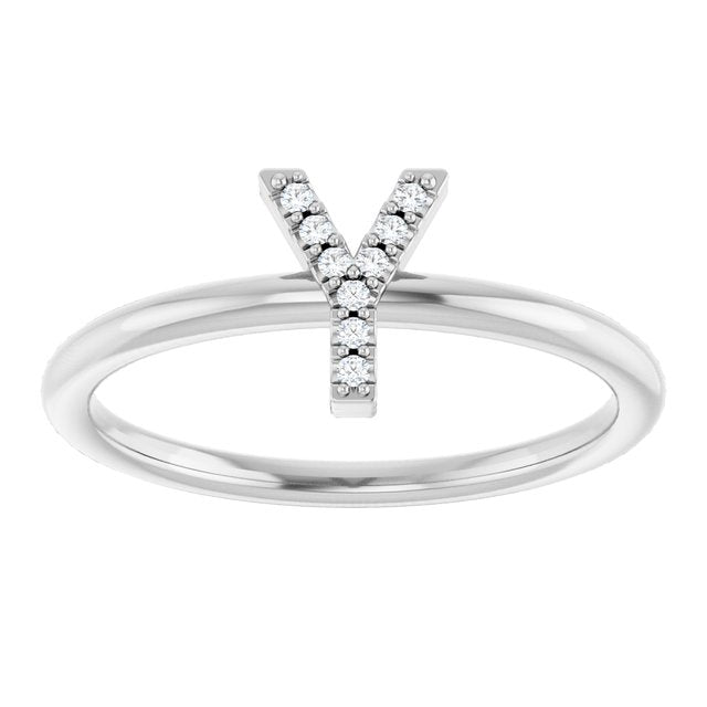 Platinum .03 CTW Natural Diamond Initial Y Ring