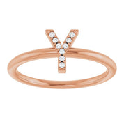 14K Rose .03 CTW Natural Diamond Initial Y Ring