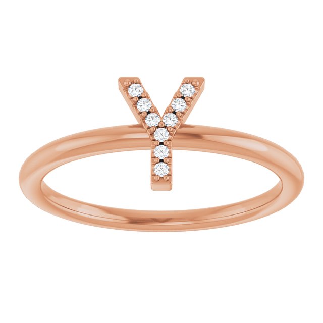 14K Rose .03 CTW Natural Diamond Initial Y Ring
