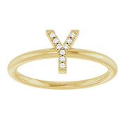 14K Yellow .03 CTW Natural Diamond Initial Y Ring