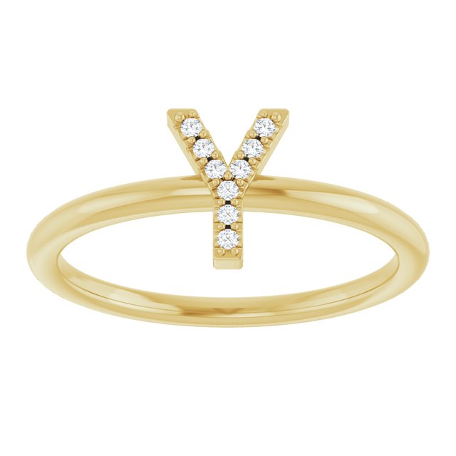 14K Yellow .03 CTW Natural Diamond Initial Y Ring