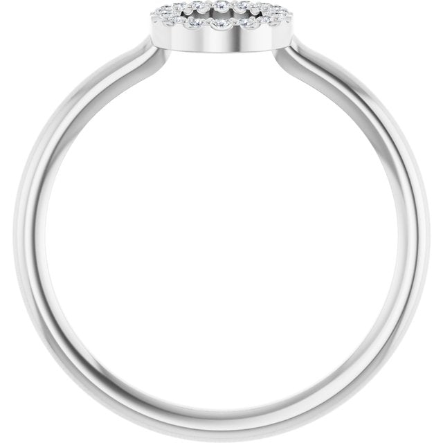 Platinum .06 CTW Natural Diamond Initial O Ring