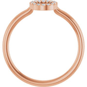 14K Rose .06 CTW Natural Diamond Initial O Ring