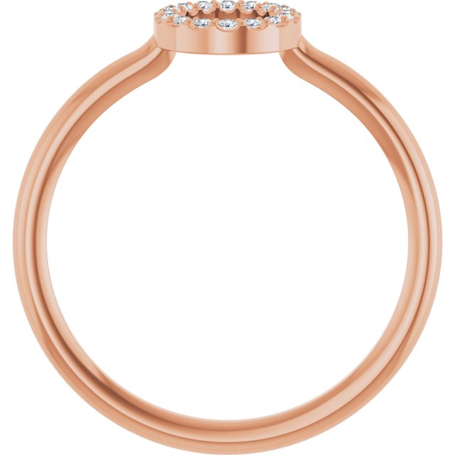 14K Rose .06 CTW Natural Diamond Initial O Ring