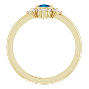 14K Yellow Lab-Grown Blue Sapphire & 1/5 CTW Natural Diamond Ring