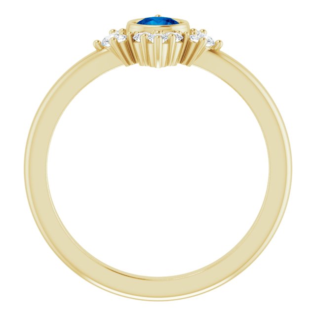 14K Yellow Lab-Grown Blue Sapphire & 1/5 CTW Natural Diamond Ring