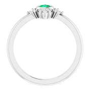 Sterling Silver Lab-Grown Emerald & 1/5 CTW Natural Diamond Ring