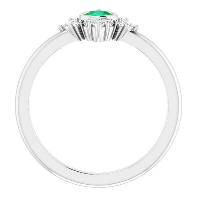 Sterling Silver Lab-Grown Emerald & 1/5 CTW Natural Diamond Ring