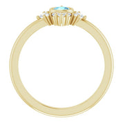 14K Yellow Natural Aquamarine & 1/5 CTW Natural Diamond Ring