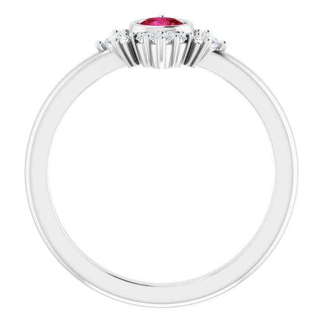 14K White Lab-Grown Ruby & 1/5 CTW Natural Diamond Ring