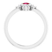 Sterling Silver Lab-Grown Ruby & 1/5 CTW Natural Diamond Ring