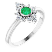 Sterling Silver Lab-Grown Emerald & 1/5 CTW Natural Diamond Ring