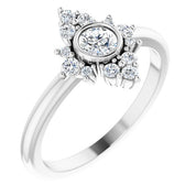 14K White Natural White Sapphire & 1/5 CTW Natural Diamond Ring