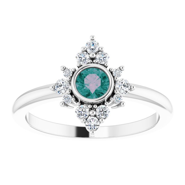 Sterling Silver Lab-Grown Alexandrite & 1/5 CTW Natural Diamond Ring