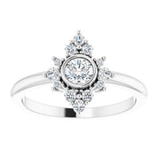 Platinum Natural White Sapphire & 1/5 CTW Natural Diamond Ring