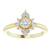 14K Yellow Natural White Sapphire & 1/5 CTW Natural Diamond Ring