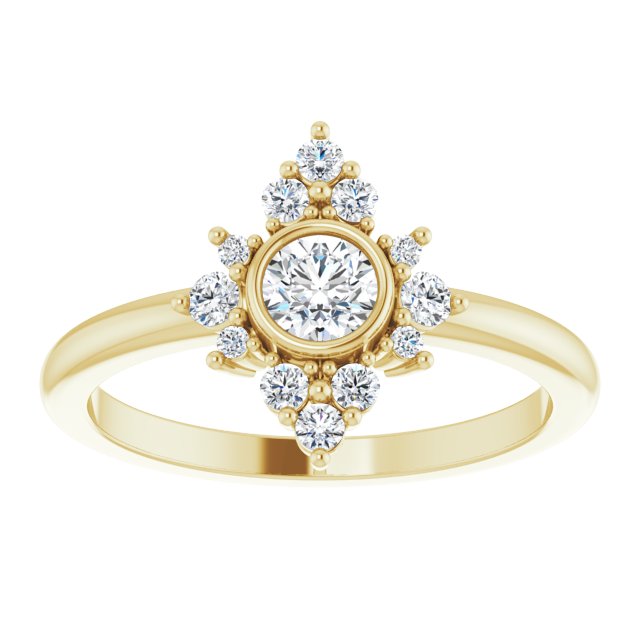 14K Yellow Natural White Sapphire & 1/5 CTW Natural Diamond Ring