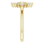 14K Yellow Natural White Sapphire & 1/5 CTW Natural Diamond Ring
