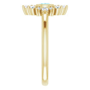14K Yellow Natural Aquamarine & 1/5 CTW Natural Diamond Ring