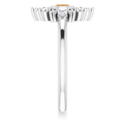 14K White Natural Citrine & 1/5 CTW Natural Diamond Ring