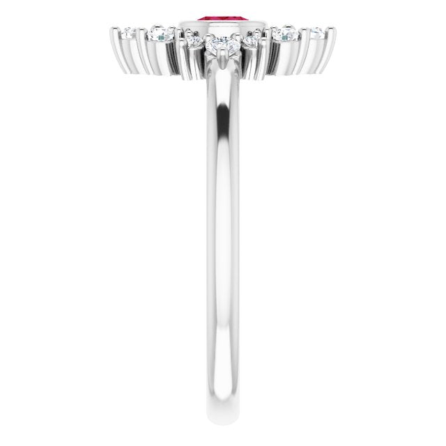 Sterling Silver Lab-Grown Ruby & 1/5 CTW Natural Diamond Ring