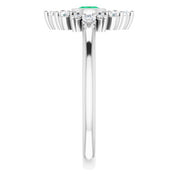 Sterling Silver Lab-Grown Emerald & 1/5 CTW Natural Diamond Ring