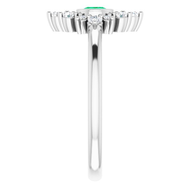 Sterling Silver Lab-Grown Emerald & 1/5 CTW Natural Diamond Ring
