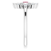 14K White Lab-Grown Ruby & 1/5 CTW Natural Diamond Ring