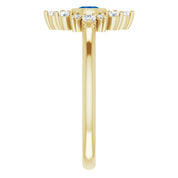 14K Yellow Natural Blue Sapphire & 1/5 CTW Natural Diamond Ring
