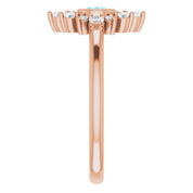 14K Rose Natural Aquamarine & 1/5 CTW Natural Diamond Ring